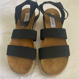 Steve Madden Black Espadrille Platform Sandals